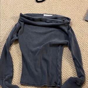 Free People Off-Shoulder Charcoal Sweater